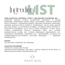 Load image into Gallery viewer, TEEN CLEAN OIL CONTROL | STEP 1 | BALANCING CLEANSING GEL